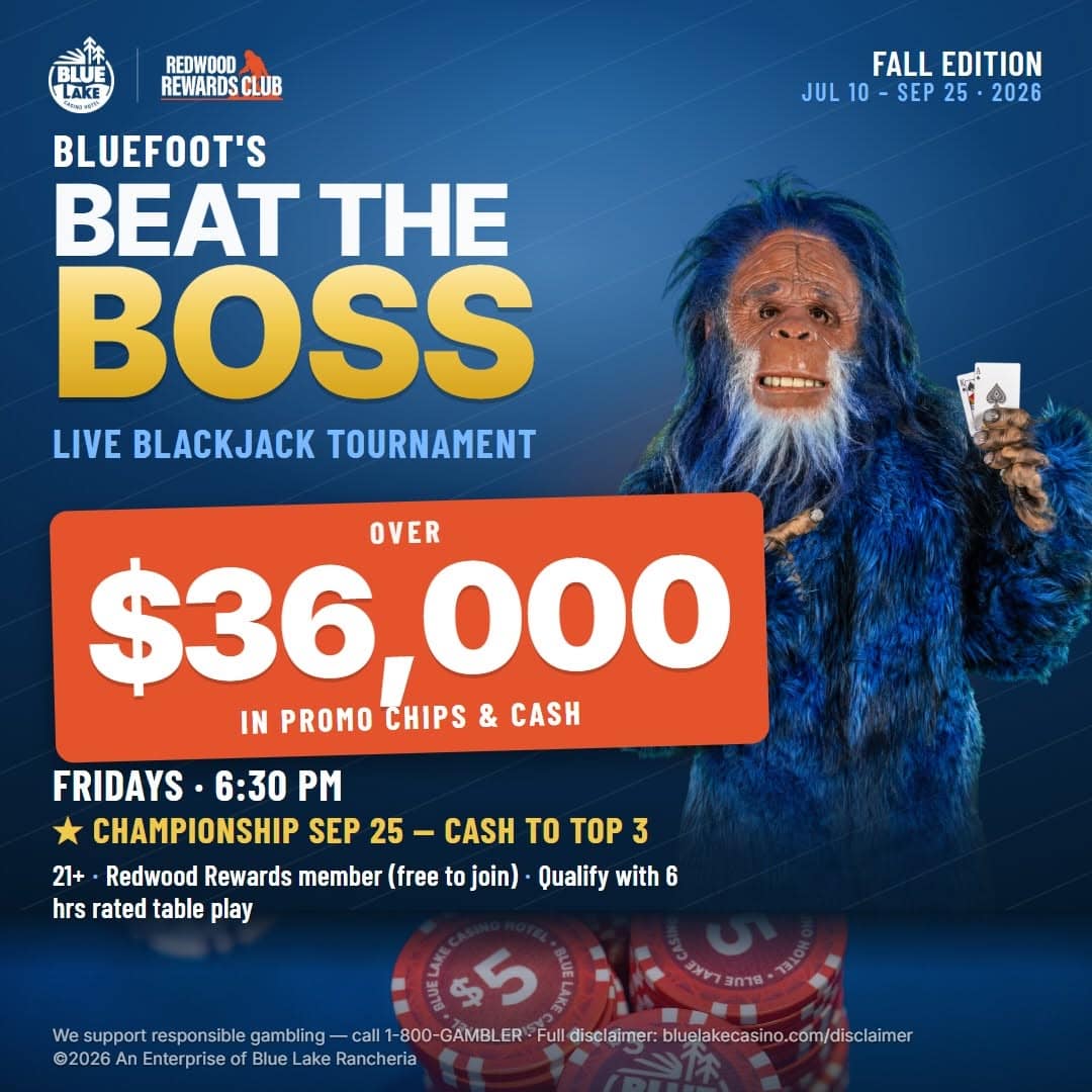 Bluefoot's Beat the Boss blackjack tournament - Blue Lake Casino Hotel