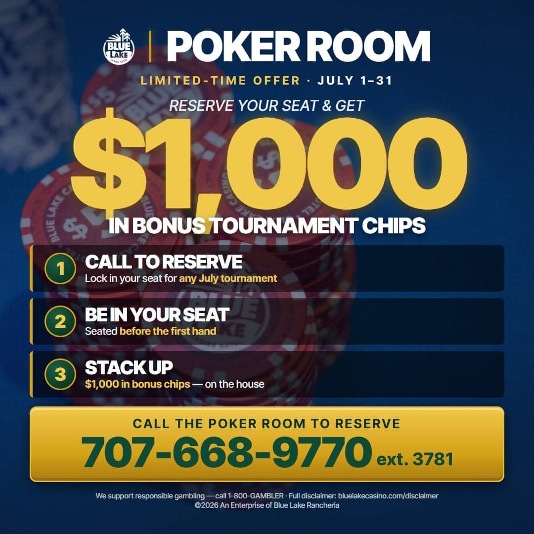 July Poker Tournaments - Blue Lake Casino Hotel